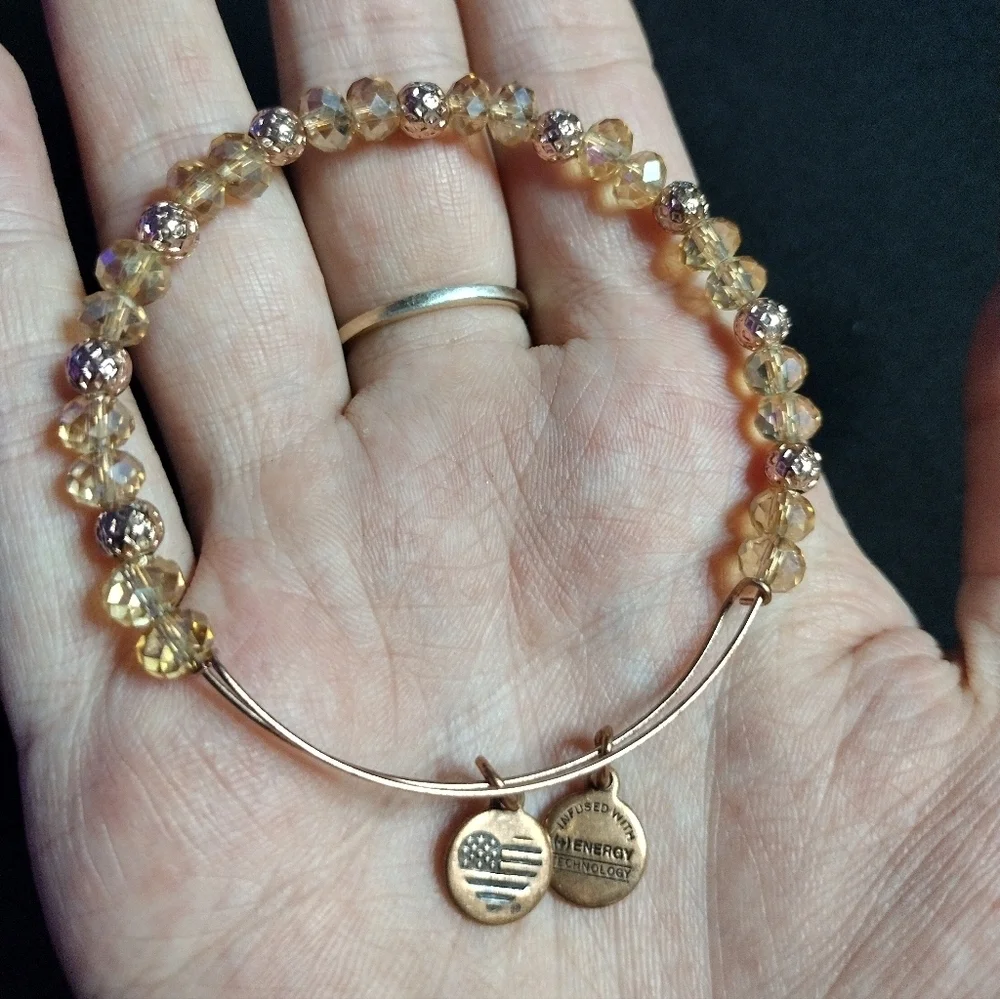 Alex And Ani Splendor Caramel Beaded Bangle Bracelet - Picture 1 of 8